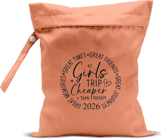Girls Trip Gifts Wet Dry Bag, Beach Bag Wet Bag Favors, for Swimsuit Toiletry Travel Essentials For Women Aloha Bags, Beach Travel Gym Laundry bags for Dirty Diaper Swimsuit Gifts (Orange)