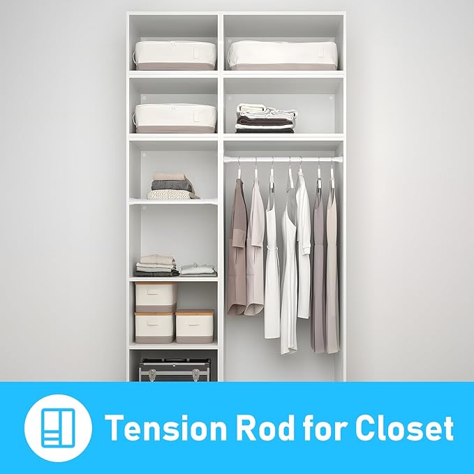 4 Pack White Tension Rod 16 To 26 Inch Adjustable Spring Tension Curtain Rods No Drilling Short Curtain Rod Extendable Small Spring Tension Rod for Closet Cupboard Bars Refrigerator