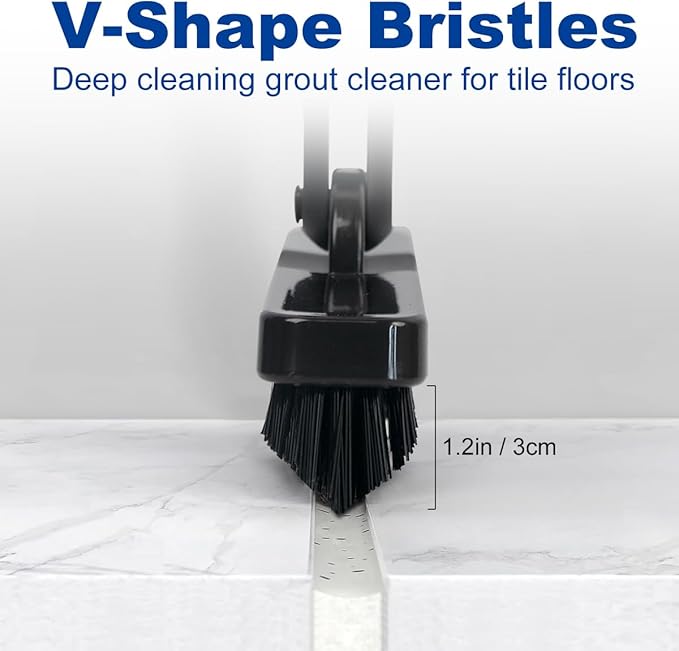 CELOX Tile Grout Brush with Long Handle, Grout Cleaner Brush for Tile Floors, for Shower Tile, for Cleaning Grout, Matte Black