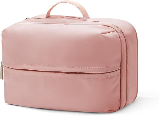 Travel Cosmetic Bag Women Portable Makeup Case Organizer Wide-open Toiletry Pouch for Cosmetics Toiletries (pink)