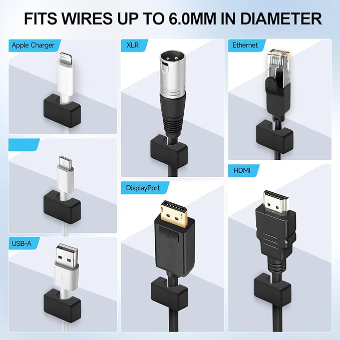 10 Pack Magnetic Cord Holder, Cable Clips - Strong Magnet Wire Management for Office, Under Desk, Nightstand, Car, Kitchen, Reusable Desk Cable Organizers