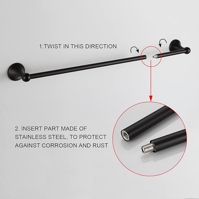 BGL Bathroom Hardware Set Oil-Rubbed Bronze Bath Towel Bars Adjustable Expandable Bathroom Accessory Set Towel Racks 8-Pieces Wall Mount