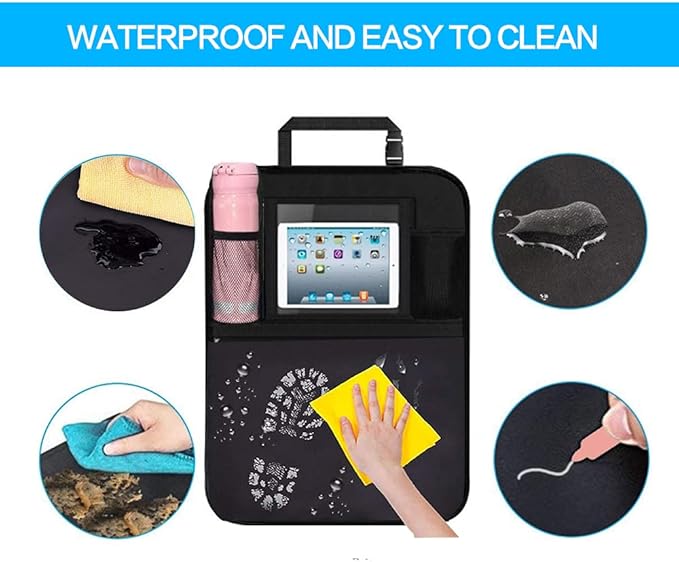 BLYPHOO Premium Backseat Organizer for Kids 2 Pack, Heavy Duty Waterproof and Stain Resistant Kick Mats Back Seat Protector, Durable Backseat Car Organizer with Tablet Holder+Storage Pockets