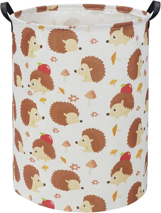 HIYAGON Hedgehog Baby Laundry Basket Baby Hamper for Nursery Girl Kids Pink Hamper Cute Kids Toys Storage Bin Organizer Hedgehog Room Decor for Home(Apple Hedgehog)