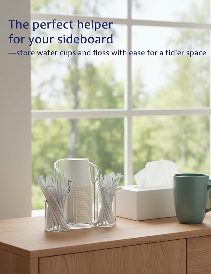 Qtip Holder & Cotton Pad Holder – Clear Open Bathroom Organizer for Vanity Accessories, Small Countertop Storage Box, Cotton Round Dispenser for Dorm & Travel