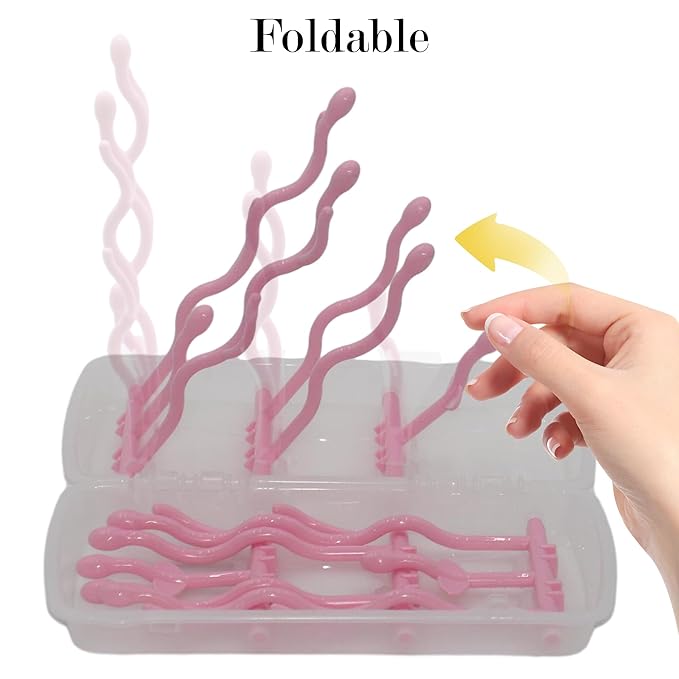 Travel Baby Bottle Drying Rack,Foldable Portable Bottle Drying Rack,Holds Up to 12 Baby Bottles,Suitable for Baby Travel,Indoor Kitchen,Living Room