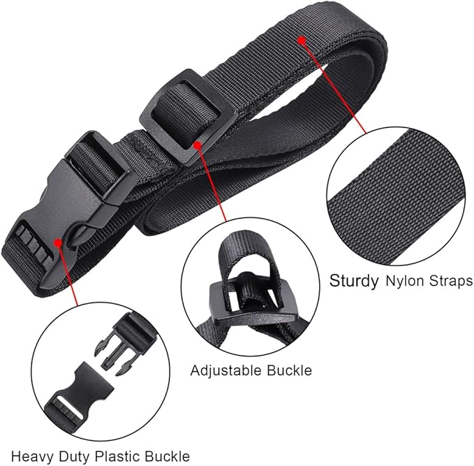 Vigorport Utility Straps Quick Release Nylon Backpack Accessory Bag Strap,Adjustable for Hiking,Travel,Outdoor Sports-4 Pack (Black, 0.75" W-40 L)