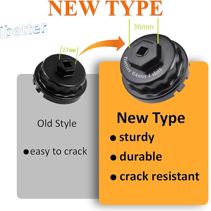 Heavy Duty Oil Filter Wrench for Toyota,Lexus,RAV4,Camry,Tundra,Highlander,Sienna,Cruiser,Venza-Filter Cap Removal Socket Tool for 2.5-5.7L Engines with 64mm Cartridge Style Oil Filter Housings