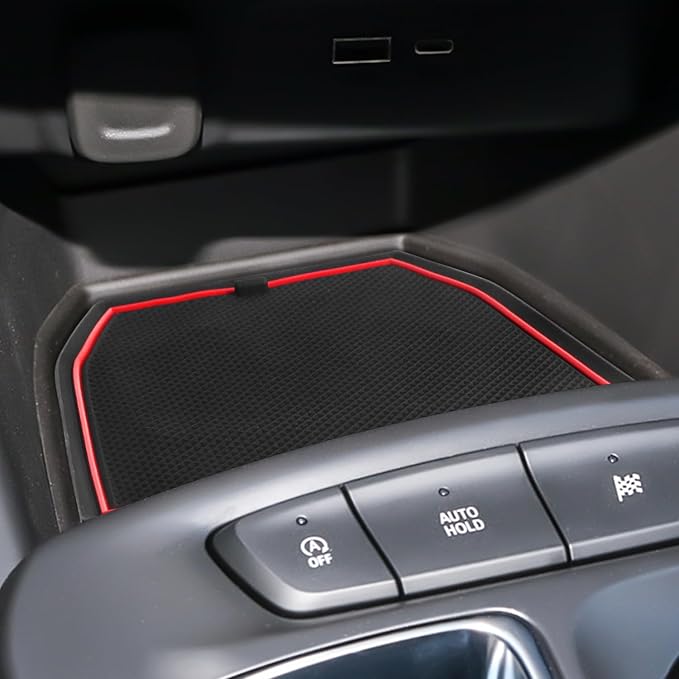 for 2024 2025 2026 Chevy Trax Accessories - for 2024 2025 2026 Chevrolet Trax (LS,1RS,LT,2RS,ACTIV) Cup Holder Inserts Door Slot Mat Compartment Center Console Liners (14 Pcs, Red Trim)