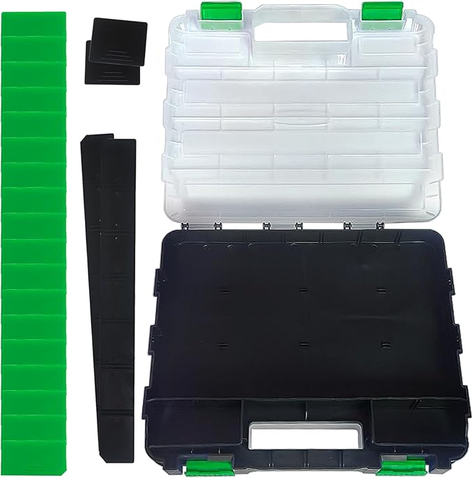 Tools Organizer Box Small Parts Storage Box 50-Compartment Double Side Hardware Organizers with Removable Plastic Dividers for Screws, Nuts, Nails, Bolts, Green