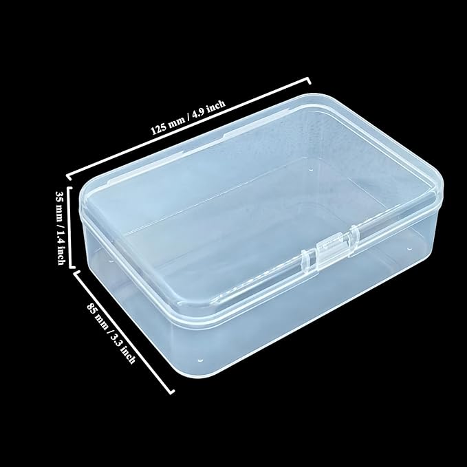 LJY 24 Pieces Rectangular Empty Mini Clear Plastic Organizer Storage Box Containers with Hinged Lids (Transparent, 4.9 x 3.3 x 1.4 inch)