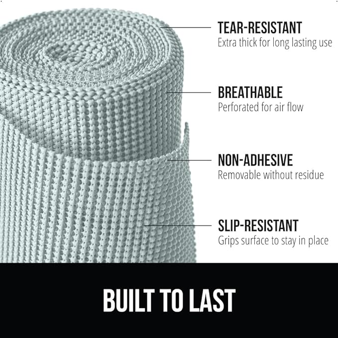 GORILLA GRIP powerGRIP Drawer Shelf and Cabinet Liner, Thick Strong Hold, Non-Adhesive Liners Protect Kitchen Cabinets and Cupboard, Bathroom Drawers, Easy Install, Breathable Mat, 17.5" x20' Spa Blue