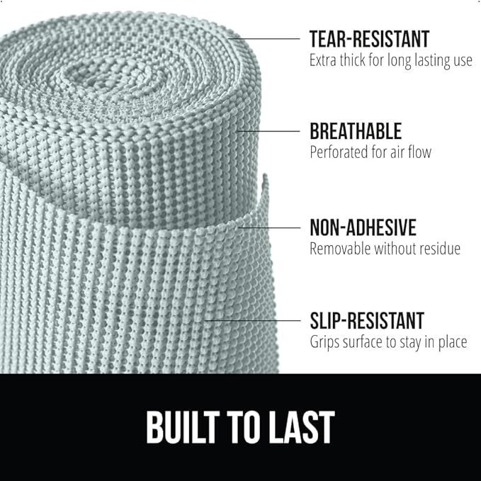 GORILLA GRIP powerGRIP Drawer Shelf and Cabinet Liner, Thick Strong Hold, Non-Adhesive Liners Protect Kitchen Cabinets and Cupboard, Bathroom Drawers, Easy Install, Breathable Mat, 17.5" x30' Spa Blue