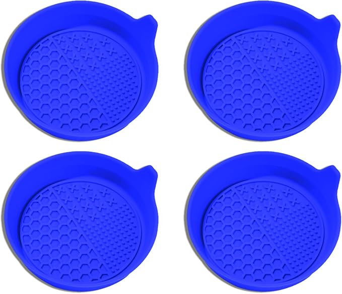 4PCS Car Cup Holder Coaster, Silicone Non-Slip Vehicle Insert Water Bottle Mat, Universal Insulation Drink Cup Pad Decor for SUV/Sedan/Truck, Automotive Interior Accessories (Blue)