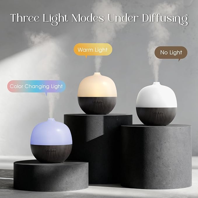 ARVIDSSON Essential Oil Diffuser, 100ml Aromatherapy Diffuser with Mood Light, Ultrasonic Oil Diffusers for Home, Small Diffuser for Essential Oils, Gift for Women - Dark Wood