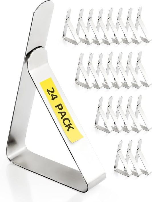 24 Pack Tablecloth Clips - Heavy Duty Picnic Table Clips, Stainless Steel Tablecloth Cover Clamps, Tablecloth Holders Ideal for Restaurant Marquees