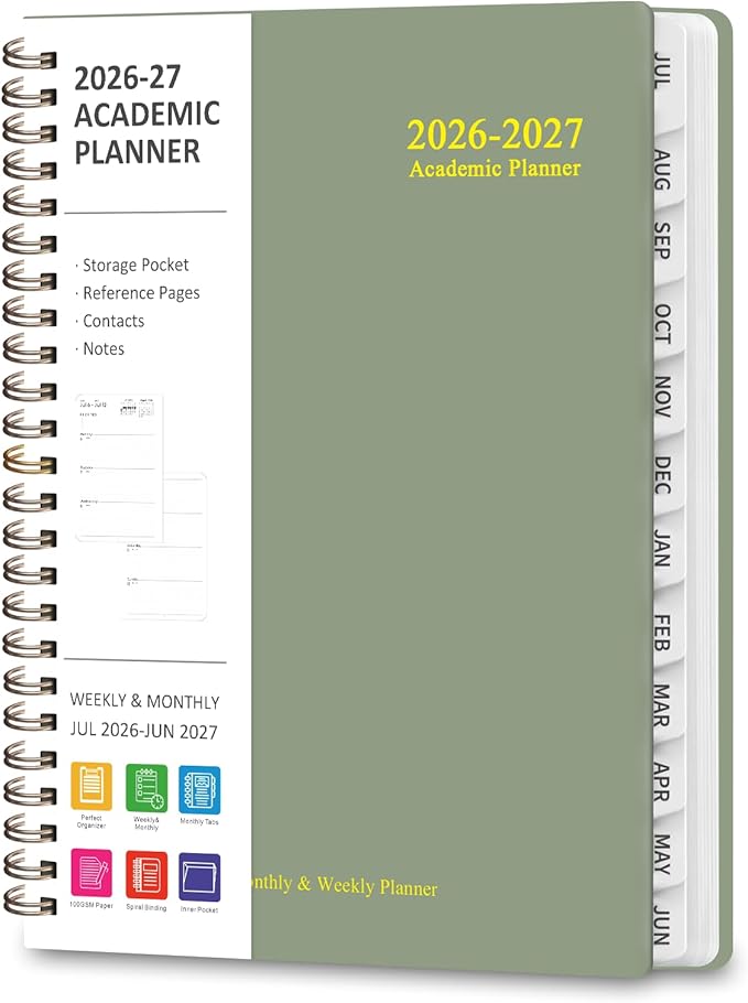 Planner 2026-2027, Weekly and Monthly Academic Planner, July 2026 - June 2027, Hardcover Calendar Agenda Book for School Year Planning, School Supplies for Teacher and Student, Letter Size(8.5'' x 11'')