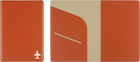 Fenice Plain Simple Passport Cover Holder Wallet Case for Travel Essential RFID Blocking Vegan Leather Waterproof (ORANGE)