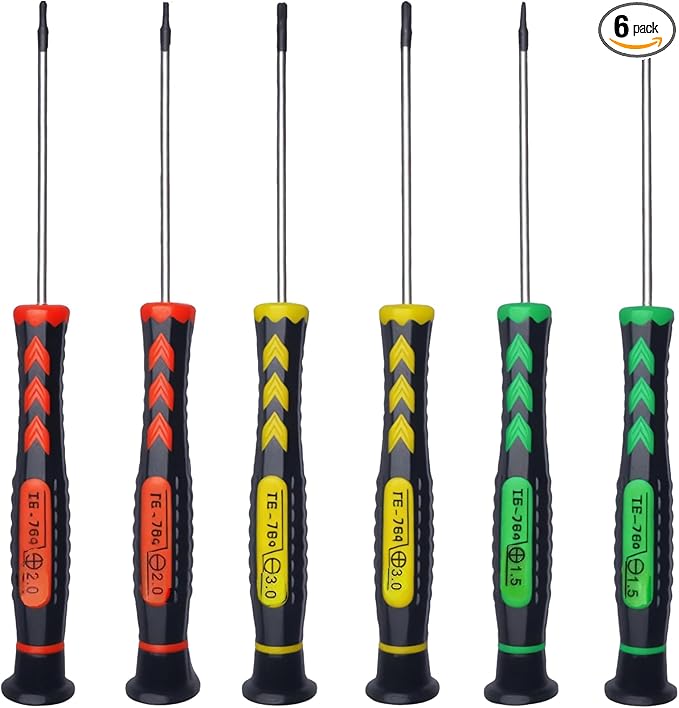 Screwdriver SET OF 6 - Magnetic Flathead and Phillips With NON-SKID Handle in Different SIZES / COLORS - Professional Repair Tool Kit For Electronics/ iPhone/ PC/ Jewelry/ Watch/ Eyeglass