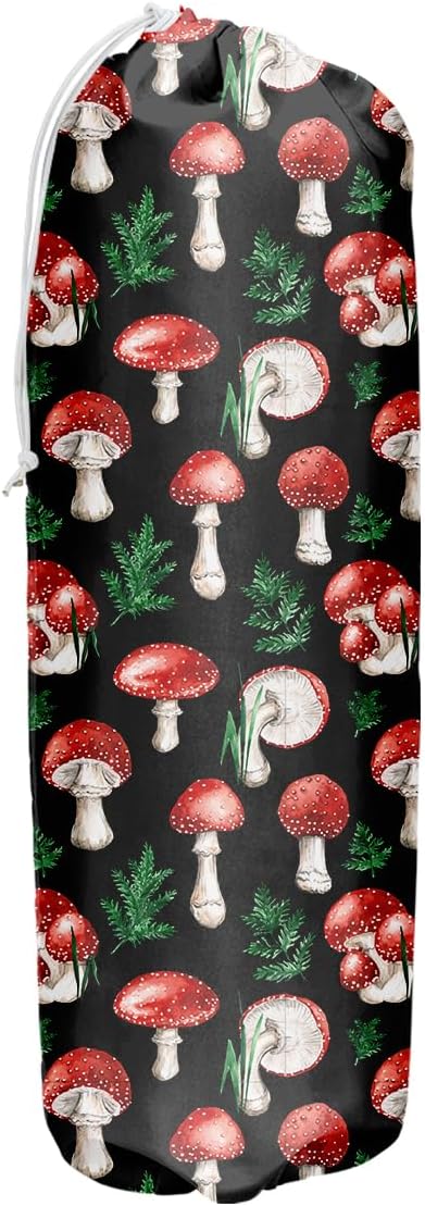 Cute Mushroom Grocery Bag Holder and Dispenser Plastic Bags Organizer Garbage Shopping Trash Bags Storage for Home Hippie Witchy Kitchen Gifts for Kitchen Farmhouse Holiday Home Decor