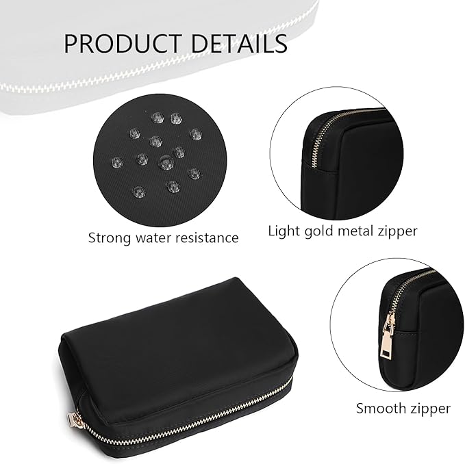 Waterproof Makeup Bag Large Capacity Women's Classic Black Wash Bag Adjustable Partition Wash Bag Brush and Cosmetic Carrying Bag…