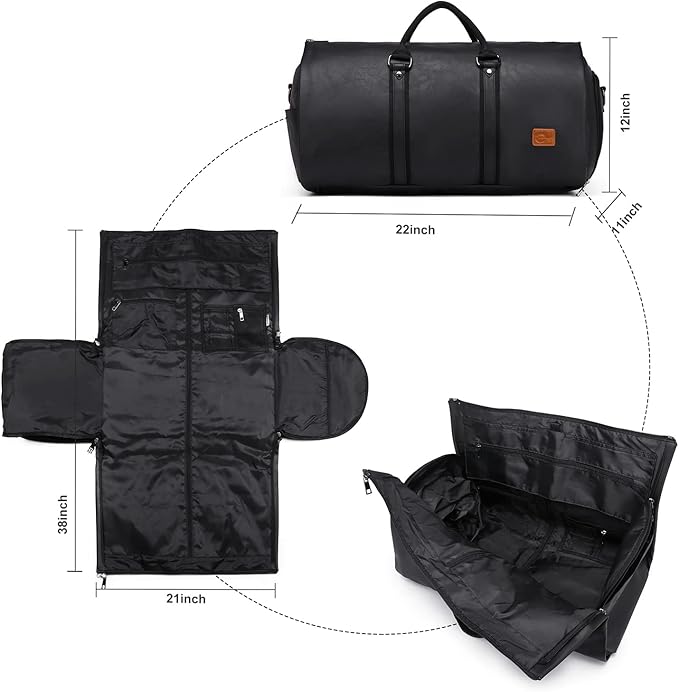 seyfocnia Convertible Travel Garment Bag, Carry-on Garment Duffel Bag for Men Women - 2-in-1 Hanging Suitcase Suit Business Travel Bag