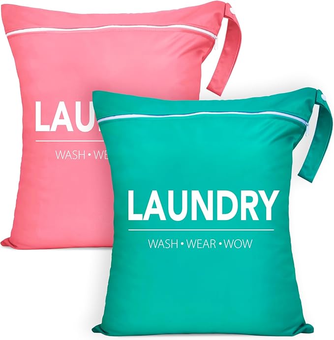 2 Pcs Large Travel Laundry Bag Waterproof Wet Dry Bag Washable Dirty Clothes Bag for Gym Clothes Laundry Wet Clothes Swimming Yoga