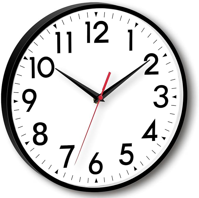 16 Inch Wall Clock, Large Wall Clocks Battery Operated, Big Silent Non-Ticking Analog Clock Decorative for Living Room, Office, Kitchen, Outdoor, Classroom, Bedroom, Bathroom, School (Black)