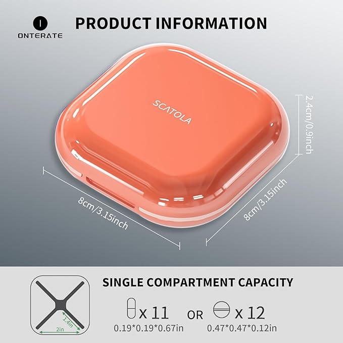 Small Pill Case, Travel Pill Organizer, Small Pill Box, Pill Container for Purse 4 Compartments, Daily Compact Travel Medicine Holder for Vitamins Medication (White Grey)