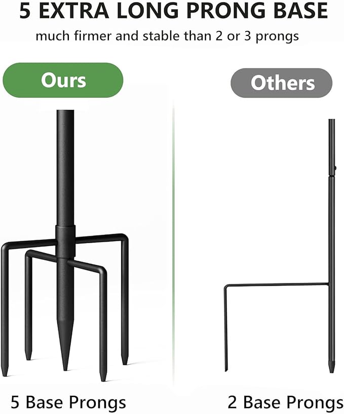 Pvifvi Shepherds Hooks for Outdoor Heavy Duty, 92 Inch Adjustable Bird Feeder Pole with 5 Prong Base, Hummingbird Feeder Stand and Plant Hanger for Garden, Lanterns & Wind Chimes