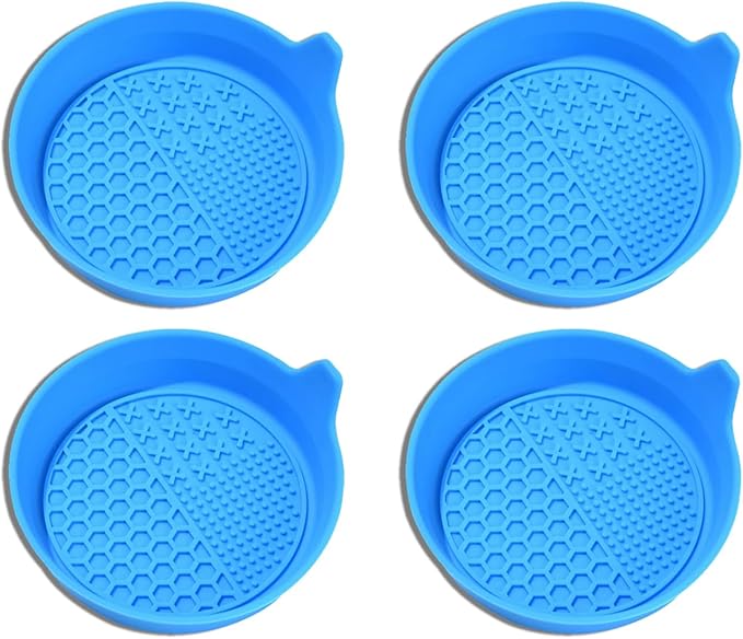 4PCS Car Cup Holder Coaster, Silicone Non-Slip Vehicle Insert Water Bottle Mat, Universal Insulation Drink Cup Pad Decor for SUV/Sedan/Truck, Automotive Interior Accessories (Light Blue)