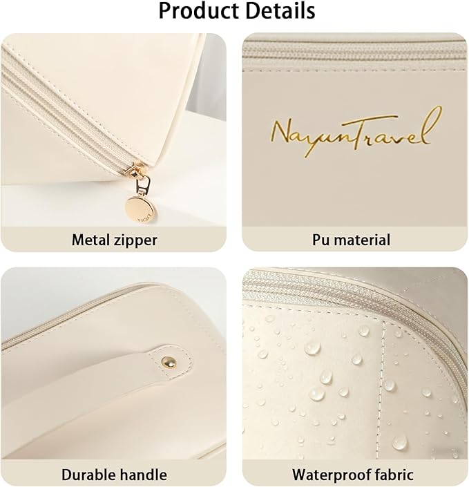 Travel Makeup Bag,Large Capacity Cosmetic Bags for Women,Waterproof Portable Pouch Open Flat Toiletry Bag Pattern Makeup Bag