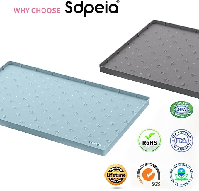 Sdpeia Under Sink Mat 31"×22" Waterproof Silicone Cabinet Liner & Sink Protector for Kitchen & Bathroom, Multi-Purpose Organizers Tray for Pets, Laundry, Cat Litter Mat