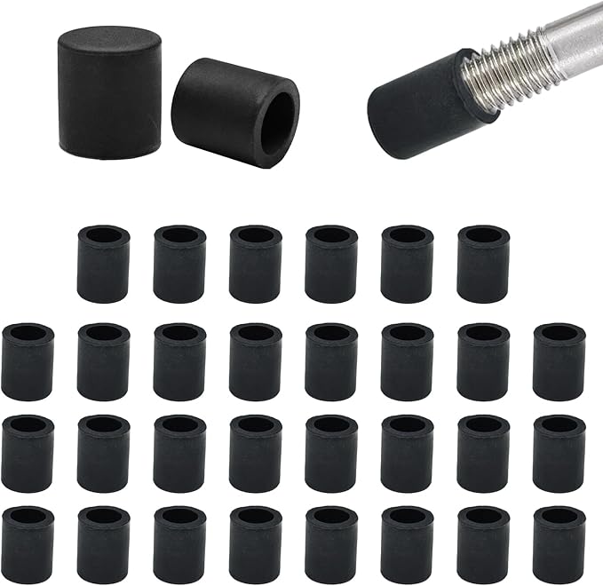 EASYEAH 1/4" (6.7mm) Silicone Chair Leg Floor Protectors, Rubber Chair Leg Caps, Non-Slip Furniture Pads Round Chair Feet Covers End Caps for Hardwood Floors, Patio & Table Foots, Black (30PCS)