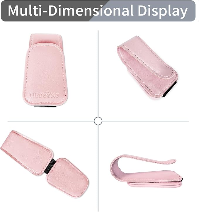 2 Pack Sunglass Holder Organizer Clip for Car Visor (Black Pink)