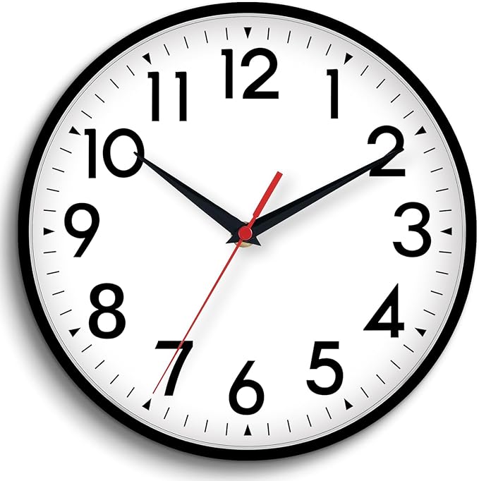16 Inch Wall Clock, Large Wall Clocks Battery Operated, Big Silent Non-Ticking Analog Clock Decorative for Living Room, Office, Kitchen, Outdoor, Classroom, Bedroom, Bathroom, School (Black)