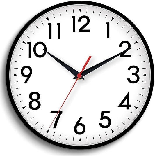 16 Inch Wall Clock, Large Wall Clocks Battery Operated, Big Silent Non-Ticking Analog Clock Decorative for Living Room, Office, Kitchen, Outdoor, Classroom, Bedroom, Bathroom, School (Black)