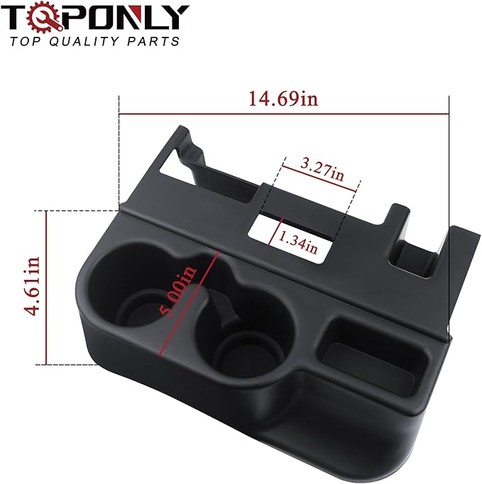 TQPONLY Cup Holder Attachment for Center Console | Compatible with 1998-2001 Dodge Ram 1500 2500 3500 Truck | Replaces 41019 SS281AZAA Front Seat Add-On Cupholder Tray Insert