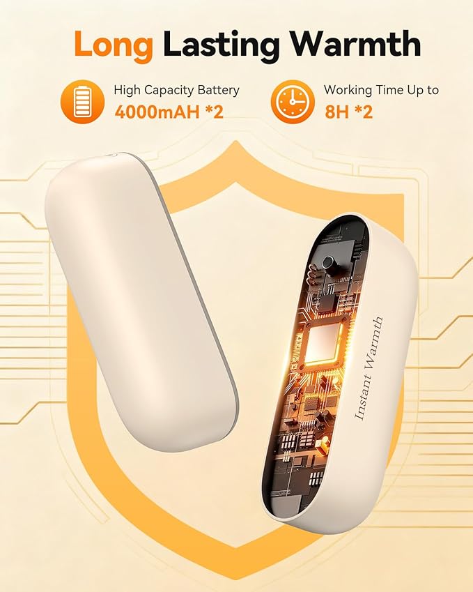 2 in 1 Hand Warmers Rechargeable, Magnetic Electric Hand Warmer 8000mAh USB-C, 3 Heat Levels up to 140°F, Quick Heating Portable Hand Warmers, Gifts