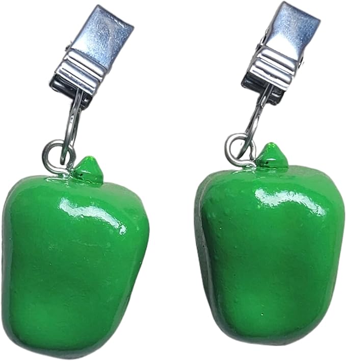 TwoFish Home Set of 4 Green Capsicum Resin Tablecloth Weights Clips Green Capsicum Handicraft Tablecloth Clamps Pack of 4