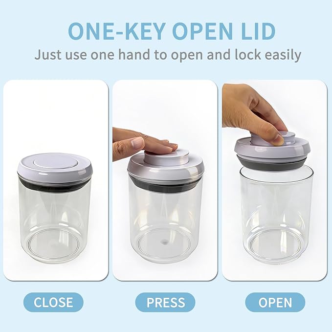 Airtight Pop-Top Food Storage Container Sets with Lids, 4-Piece Round Pop Containers for Kitchen Pantry Organization, BPA-Free Stackable Kitchen Storage Containers for Cereal, Flour, Sugar (0.6, 1.7qt)*2