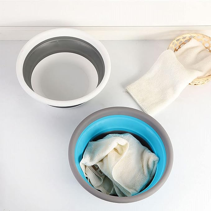 Ahyuan Collapsible Portable Wash Basin Dishpan 5L Kitchen Dish Pans Washing Basin Foldable Wash Dish Tub for Camping Supplies, Marine, Camper Accessories for Travel Trailers (Blue)