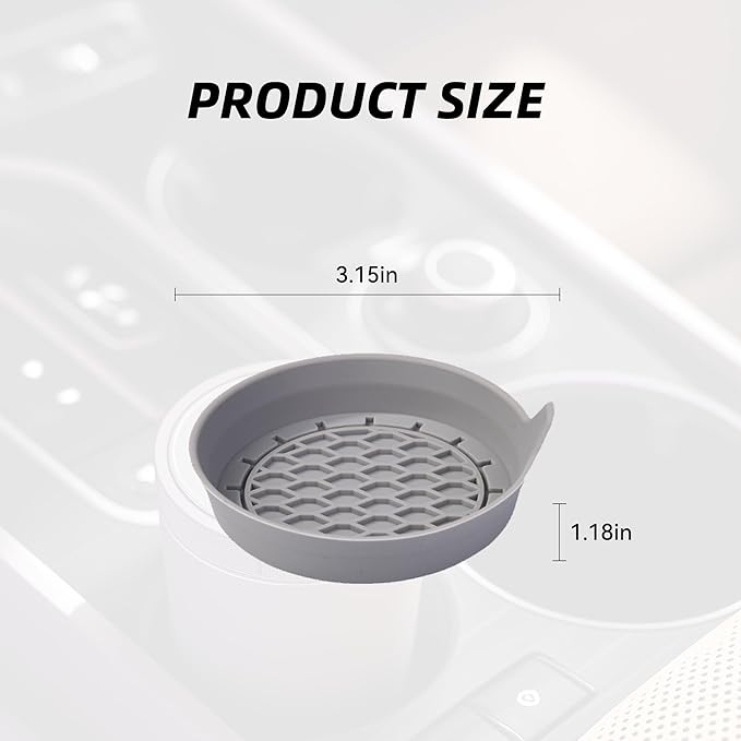 4PCS Car Cup Holder Coaster, Silicone Non-Slip Vehicle Cup Holder Insert Pads, Automotive Interior Insulation Drink Cup Mats Decor Accessories, Universal for SUV, Sedan, Truck (Gray)
