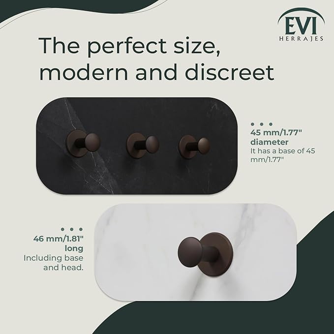 Evi Bathroom Hanger | Wall Hanger Brass | Rustic Finish | for Hanging Clothes, Coats or Towels | Adhesive Towel Rail and/or Screw | 188DUALLRU