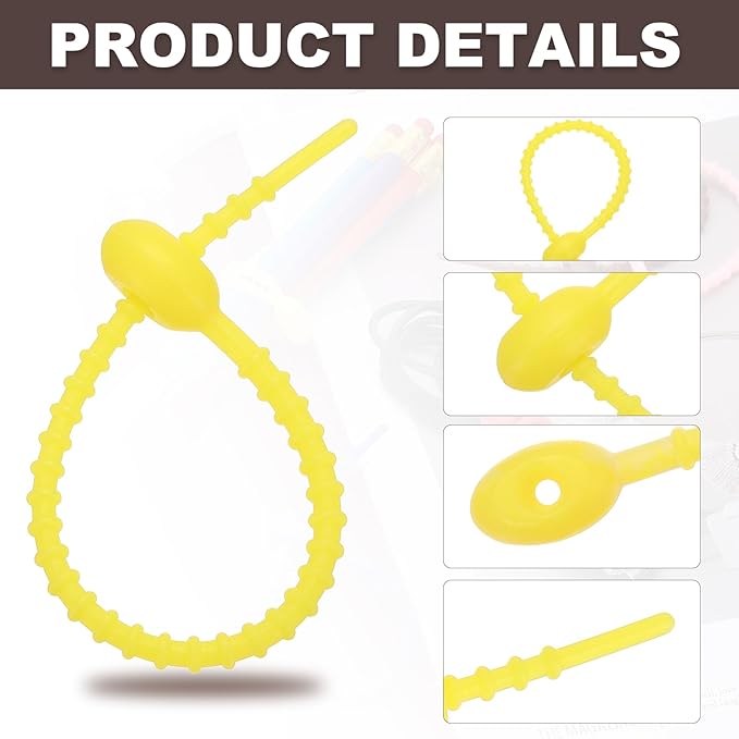 PATIKIL 6 Inch Silicone Cable Ties, 20pcs Rubber Reusable Twist Zip Ties Organizer for Home Office Kitchen Food bags Wires Adjustable Bag Clip, Fluorescent Yellow
