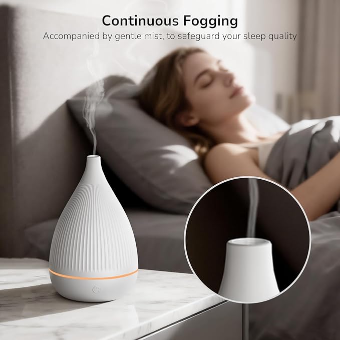 Ultrasonic Essential Oil Diffuser, Home Fragrance Aroma Diffuser with Auto Shut-Off, Color Change Night Light & Ultra-Quiet Operation, BPA-Free Portable Aromatherapy Humidifier for Home (White)