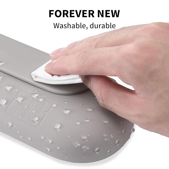 AGIKET Silicone Makeup Brush Holder Travel Cosmetic Bag: Soft Portable Cosmetic Face Brushes Holder with Upgrade Anti-Fall Out Magnetic Closure, Large Travel Makeup Brush Case - Stone