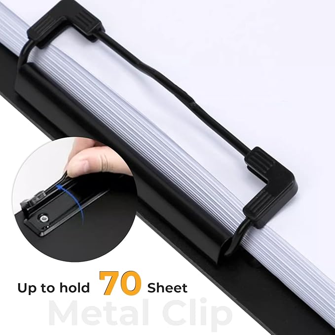 Y YOMA Clipboard Folder, A4 Foldable Plastic Clipboard with Metal Clip, 360° Rotating Cover, Waterproof Work Folder for Home, Office, School, Field Work, Outdoor - 2 Pack, Dark Blue