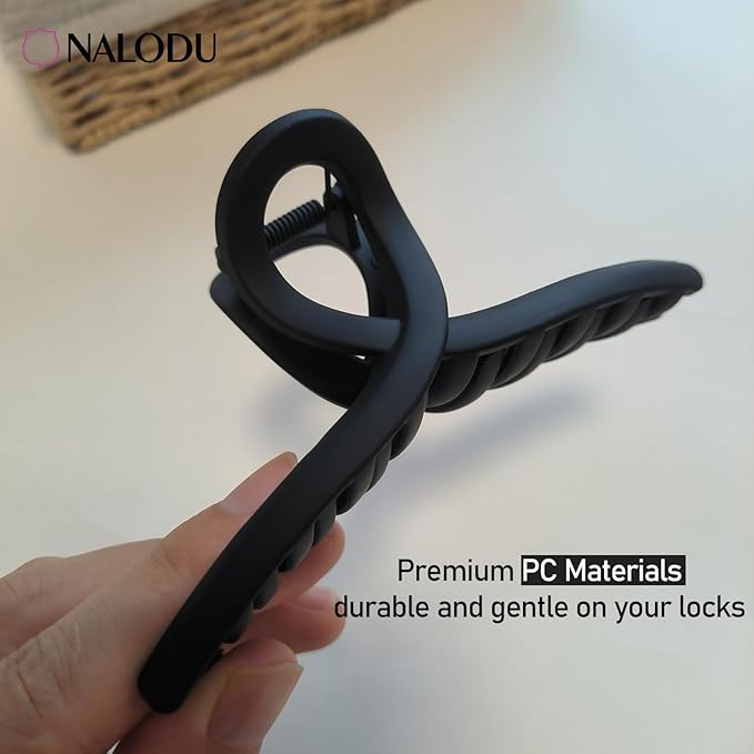 5 Inch Hair Claw Clips Extra Large No Slip Big Matte Jaw Butterfly Clip for Thin Fine Thick Hair Women, 2 Pack Black