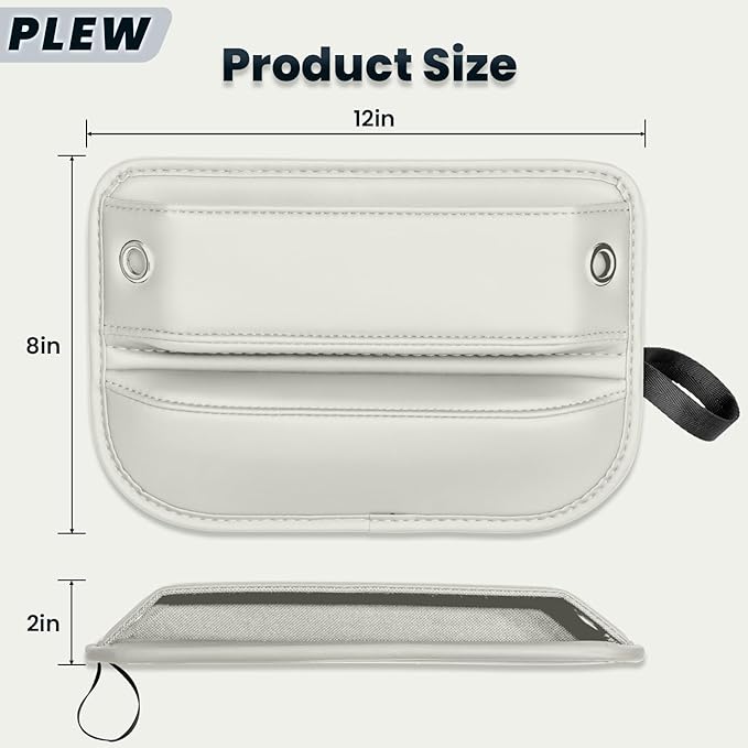 PLEW 2-Packs Car Seat Gap Filler, Premium Leather Console Organizer Universal Fit for Car SUV Truck Multi-Purpose Essentials Organizer - Anti-Drop Auto Interior Accessories (Macchiato Beige